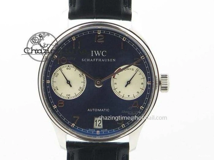 MIROTIME 0201 Original Portuguese IW358304 ZF 1:1 Best Edition SS White Dial RG Markers on Leather Strap A 7077